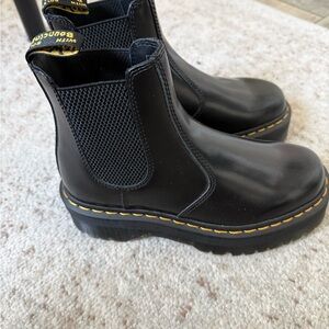 Dr. Martens Black Chelsea Boots with Yellow Stitching